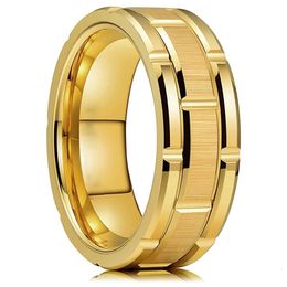 Fashion Stainless Steel Rings for Men Jewellery Accessories Anniversary Gift Trendy Double Groove Watch Band Shape Brushed 240401