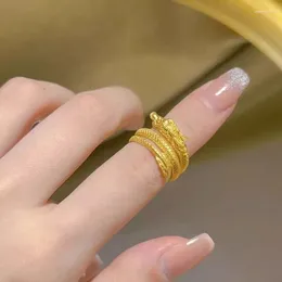 Cluster Rings Tribal Wrap Ring Golden Dragon Design Symbol Fortune And Luck Suitable For Men Women Match Daily Outfits Perfect Year Decor