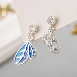 Stud Earrings Terling Silver Colour Blue Half Butterfly Ear-Sticks Women's Fashion Jewellery
