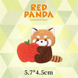 Animal Embroidery Patches On Clothes Red Panda DIY Self-adhesive Patch T-shirt Jacket Sticker Appliques For Clothing Badges