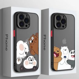 Funny Cute Three Bear Phone Case For Apple iPhone 15 14 13 12 11 XS Mini Pro Max XR X Matte Frosted Translucent Cover