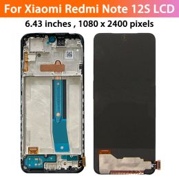 AMOLED Screen for Xiaomi Redmi Note 12S 2303CRA44A 23030RAC7Y Lcd Display Digital Touch Screen with Frame for Redmi Note12S LCD