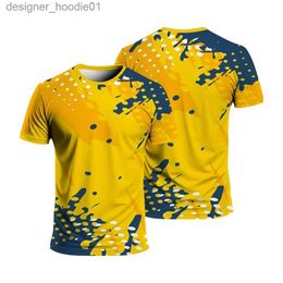 Men's T-Shirts Summer fashion sports quick drying mens loose and comfortable daily casual round neck short sleeved T-shirt can be added with DIY top C240412