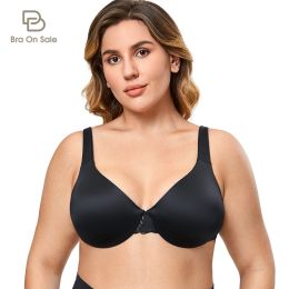 Bras Women's Plus Size Lace Minimizer Underwire Full Coverage Unlined Seamless Bra Wide Straps