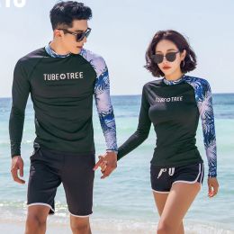 Skirts Rash Guards Men Women 2 Pieces Long Sleeve Shirt Shorts Black Couples Swimwear Surfing Bathing Suits Rashguard Wetsuits Hotsale