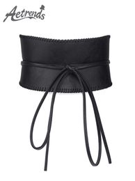 Belts AETRENDS Women Soft Leather Self Tie Wrap Cinch Belt Obi Style Wide Waist Band D01122776335