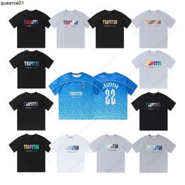 Men's T-shirts Men Summer Trapstar t Shirt Rainbow Towel Embroidery Decoding Men Women T-shirt Tees Men Black White Round Neck Tshirts