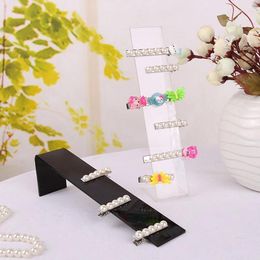 Decorative Plates Black/White Acrylic Headwear Showing Rack Earrings Holder Jewellery Display Stand L Shape Hair Accessories