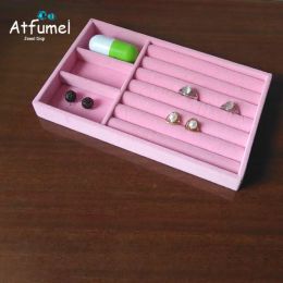 Velvet Ring Jewelry Storage Tray Earring Pendant Cabinet Drawer Organizer Case Stud Bracelet Holder Beads Chain Packaging Box