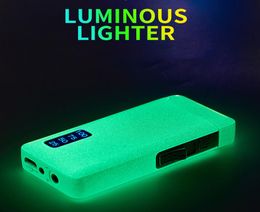 Newest Luminous Gas Lighters Jet Windproof Arc Plasma USB Chargeable Lighter Metal Torch Electric Butane Pipe Cigar Lighter Gift6426278