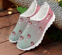 Casual Shoes INSTANTARTS Gradient Cartoon Print Nursing Summer Breathable Sports Ladies No Lace Up Walking Flat