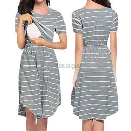 Maternity Dresses Maternity Moms Nursing Dresses Care Striped Summer Dress Maternity Pajamas Multifunctional Mother Breastfeeding Patchwork Dress 24412