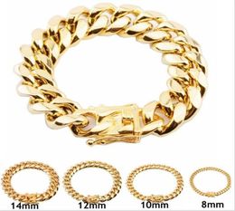 316L Stainless Steel Bracelets 18K Gold Plated High Polished Miami Cuba Link Men Punk Curb Chain Bracelet 8mm 10mm 12mm 14mm 16mm 4503894