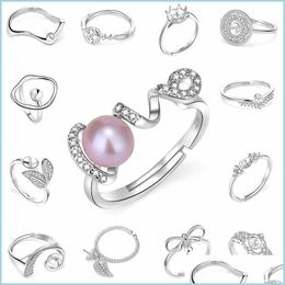 Jewelry Settings 20 Styles Pearl Rings Accessories S925 Sterling Sliver For Women Adjustable Size Ring Christmas Gift Whole Dhgarden Dh4J6