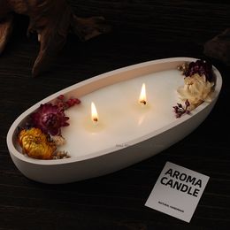 Ship Shape Candle Jar Silicone Moulds Oval Cement Plaster Flower Pot Mould Concrete Wax Box Candle Tray Mould Home Decor Crafts