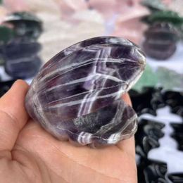 Decorative Figurines Natural Rose Crystal Carved Shell Clear Quartz Fluorite Dream Amethyst Pink Home Decoration Reiki Healing Stone