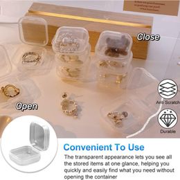 1/40PCS Mini Transparent Storage Box Square Plastic Portable Jewellery Boxs for Earring Earplugs Small Items Storage Container