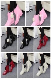 2022 Women Rain Boots galoshes south Korean style with flower bowknot antiskid low short Wellington water shoes rubber shoes add v2871302