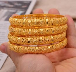 24K 4pcsLot Dubai Wedding Bangles For Women Man Ethiopian Jewellery Gold Colour Africa Bracelets Women Arab Birthday Jewellery Gifts F3299747