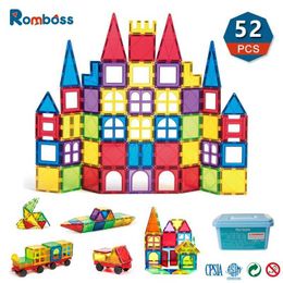 Decompression Toy Blocks Romboss 52PCS 7.5cm Magnetic Construction Building Blocks Sets Montessori Educational Toys Christmas Gifts for Puzzle Building 240412