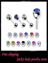 Tongue jewelry T07 mix 8 color 100pcslot body jewelry piercing 316L stainless steel tongue bar tongue ring8282747