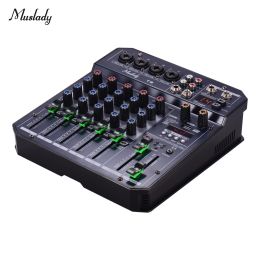 Mixer T6 Portable 6channel Sound Card Mixing Console Audio Mixer Builtin 16 Dsp 48v Phantom Power Supports Bt Connection