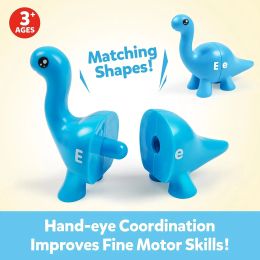 Matching Letters Dinosaur Toy Double-Sided ABC Letters Montessori Preschool Educational Fine Motor Toy Gift