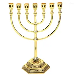Candle Holders Israel Menorah Temple 7-Branch Holder Candelabrum Retro Stand Grail Sacred Objects Gold Candlestick Decor