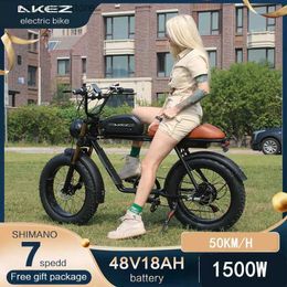 Bikes Ride-Ons Bully X-20 Fat Tyre Electric Bicycle 500W 48V Wild seven Speed Mountain Adult L47