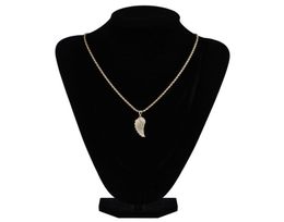 FashionGold White Gold Iced Out CZ Zirconia Lovers Angel Wing Necklace Chain Hip Hop Feather Wing Rapper Jewelry Gifts fo7004256