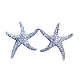 Starfish Style Earring White Gold Filled 5A clear Diamond Cz Engagement wedding Stud Earrings for women festival Gift6398143