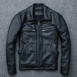 Men Genuine Leather Jacket New Men Cowhide Coat Man Leather Clothes Vintage Style Motorcycle Biker Jackets Plus Size 134cm