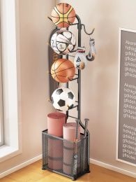 Home Sports Equipment Storage Racks Basketball and Football Organiser Multi-functional Yoga Mat Storage Basket