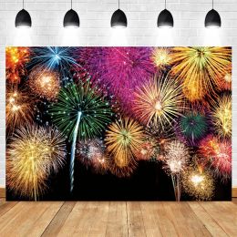 Happy New Year Backdrop for Photography New Year Eve Sparklers Fireworks Celebrate Party Family Christmas Photo Background Decor