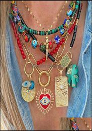 Pendant Necklaces Pendants Jewelry Evil Eye Heart Red Green Necklace For Women Choker Goth Aesthetic Boho Vintage Collier Femme Fa7877684