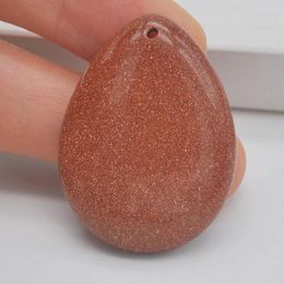 Pendant Necklaces Natural 40x30MM Golden Sandstone Stone Bead Teardrop CAB Cabochon Hole Jewellery For Gift GEM H162