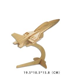Wooden DIY Jigsaw Puzzle Handmade Assemble Painting Airplane Plane Model Toys for Kids Handicraft Flying Assemble (Wood Color)