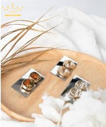 Jewelry Ear Stud Display Stand Acrylic Mirror Earrings Organizers Rectangular Earrings Display Small Pad 2Pcs/lot