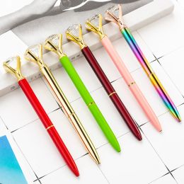 Pens 100 Pcs Big Diamond Crystal Pen Gem Ballpoint pens ring wedding Metal BallPen Kawaii Magical Pen Fashion School Office Supplies