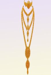 Arabic Dubai Jewelry Set for Women Earrings Ethiopian African Long Chain Gold Color Necklace Wedding Bridal Gift 2207217667604