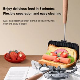 Double-Sided Sandwich Pan Non-Stick Foldable Grill Frying Pan for Breakfast Pancakes Toast Omelettes Maker Bread Baking Machine