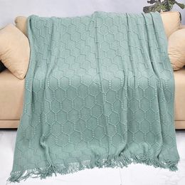 Blankets Portable Travel Picnic Bedspread Nap Air Condition For Beds Decorative Nordic Knitted Pure Colour Throw Blanket