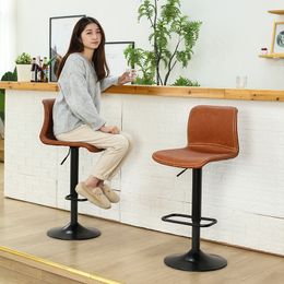 High Quality Swivel Bar Stool Leather Simple Back Adjustable Design Nordic Chair White Comfortable Taburete Alto Furniture