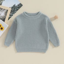 Winter Warm Knitted Toddler Baby Sweater Newborn Solid Colour Knit Tops Long Sleeve Round Neck Knitwear Pullover Sweatshirt