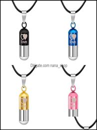 Pendant Necklaces Pendants Jewellery Stainless Steel Urn Cremation Ashes Necklace For Women Men Family Heart Save Love Open Locket L3310306