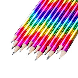 HB 5PCS Starry Sky Rainbow Sketch Pencil With Eraser Drawing Wooden Lead Pencil Set For Kids Student Sketching School Supplie