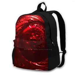 Backpack Teen College Student Laptop Travel Bags Abstract Red Glass Swirls Macro Swirling Jug