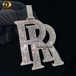 Custom Personalised Hip Hop Jewellery Moissanite Diamonds Necklace Initial Letter Sier Iced Out Pendant