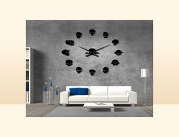 Different Skull Heads DIY Horror Wall Art Giant Wall Clock Big Needle Frameless Zombie Heads Large Wall Watch Halloween Decor 20117382660