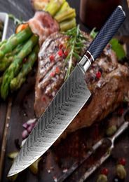 Chef Knife Damascus Steel 85 Inch Professional Japanese Kitchen Knife Sharp Gyutou Kiritsuke Utility Resin Honeycomb Handle Cooki1860546